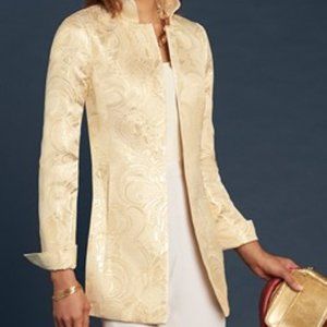 Nina McLemore Silver Floral Jacquard Jacket